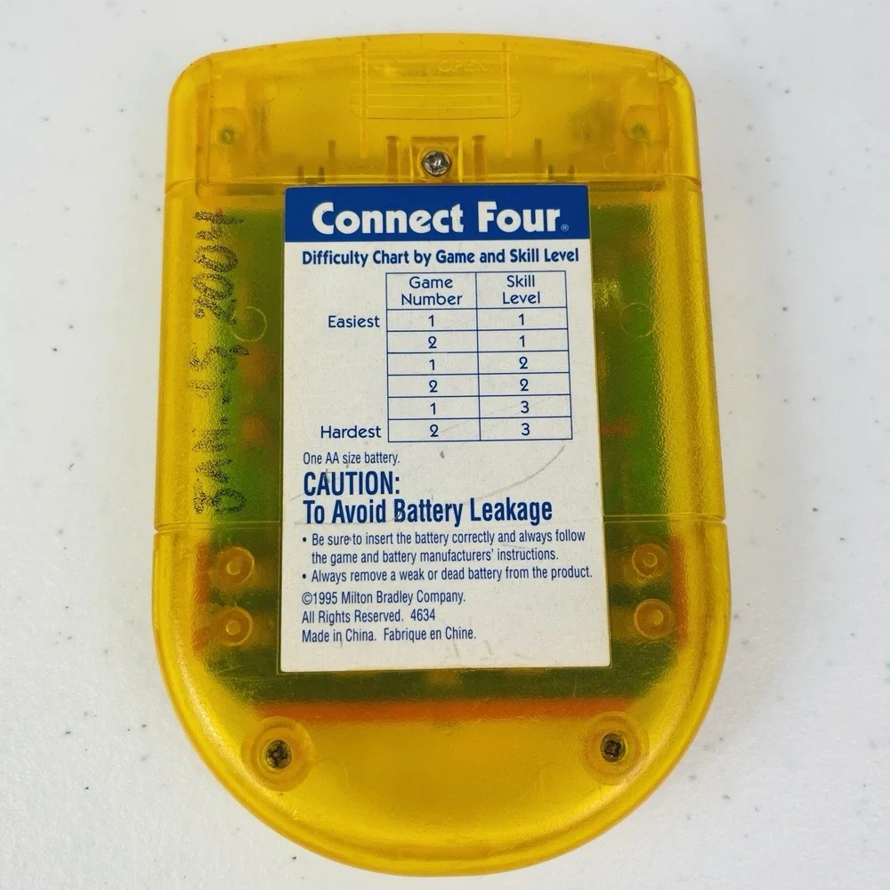Vtg Connect Four Electronic Handheld Game WORKS MB 1995 Translucent Tested